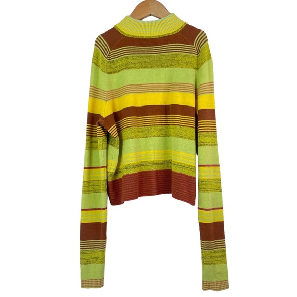 Free People Rip Tide Mockneck Quarter Zip Long Sleeve Knit Striped Crop Top XS - Picture 5 of 16